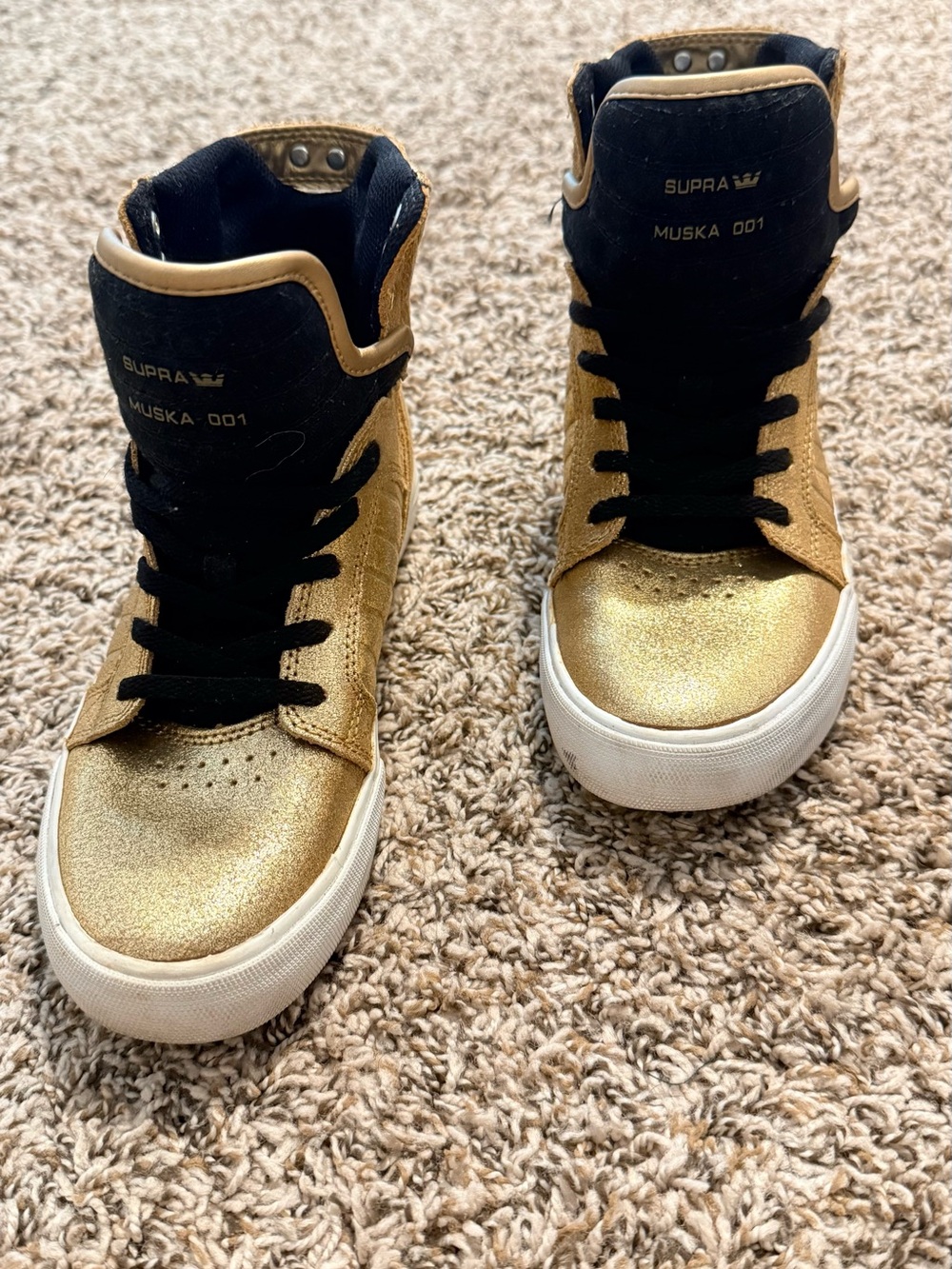 Supra Kids Muska 001 High-Top Sneakers in Gold and Black
